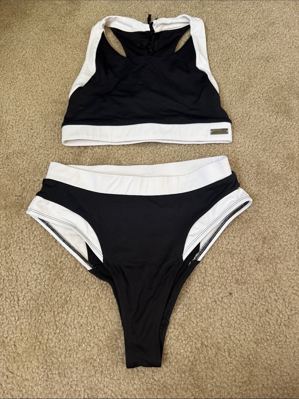 Gymshark Black & White High-Neck Women’s Swim Set
